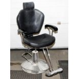 Vintage dentist's chair in chrome and black vinyl finish with adjustable height
