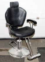 Vintage dentist's chair in chrome and black vinyl finish with adjustable height