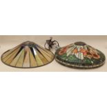 Two vintage Tiffany style glass light shades.