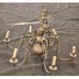 Vintage brass six branch candelabra/chandelier.