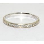 18ct White Gold Diamond Half Eternity Ring. Size N