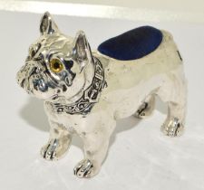 Large pin cushion in the form of a French Bull dog stamped 800