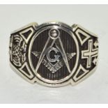 Silver masonic gents ring size X