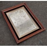 Framed limited edition 1785/3000 "The Silver Map of Great Britain" with hallmarks 50x69cm.