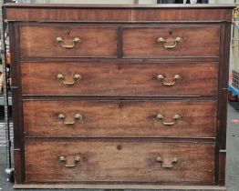 Victorian mahogany 2/3 chest of draws with drop brass handles 110x130x55cm