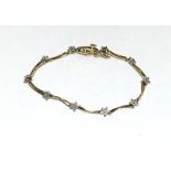 9ct gold fancy link Diamond bracelet