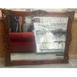 Modern mahogany bevelled edged decorative mirror 111x90cm.