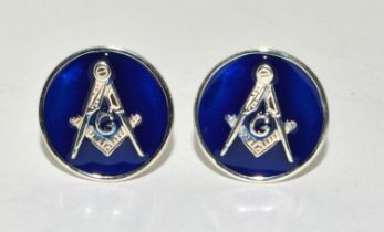 Silver and Enamel masonic cuff links