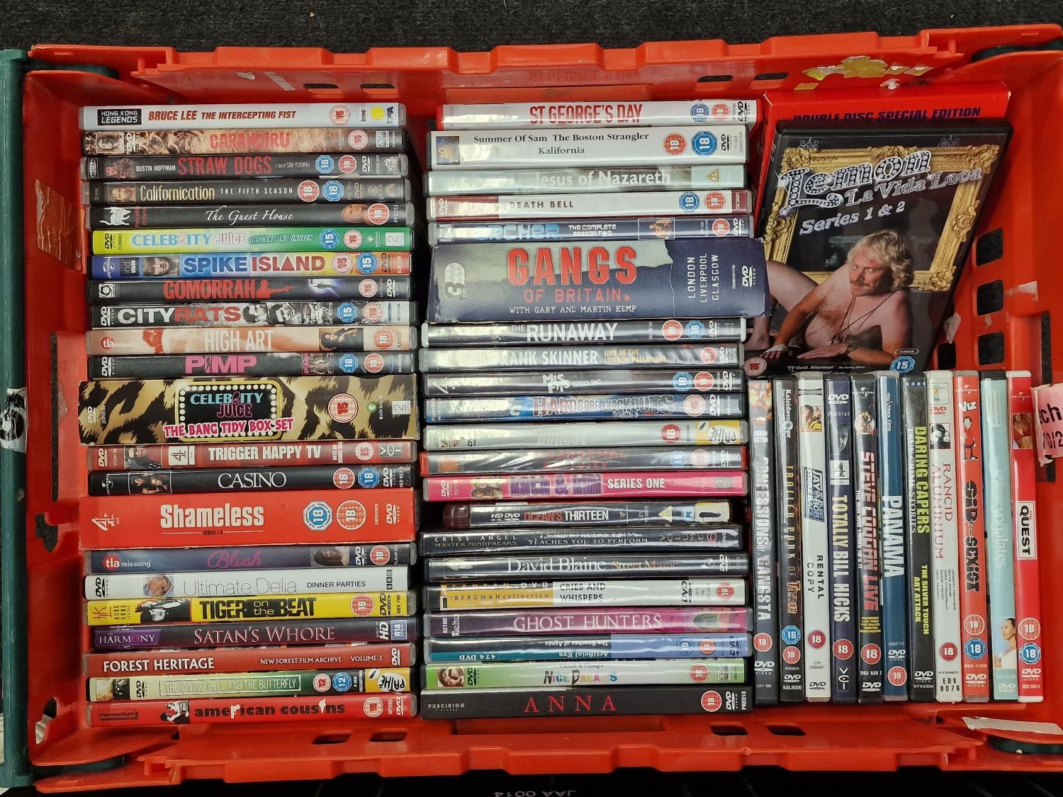 Two trays containing a large collection of DVD's. - Image 3 of 3