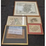 Collection of framed and glazed vintage/antique maps to include Southampton and London examples (5).