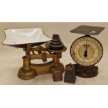 Two vintage sets of weighing scales with weights to include Salter.