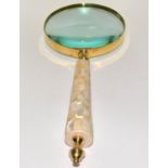 Large brass and MOP magnifying glass