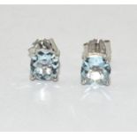 9ct white gold Aquamarine stud earrings