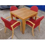 Bistro solid wood table and 4 stacking chairs 75x90x90cm on behalf of RNLI with option on 10 more