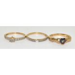 9ct Gold Set of 3 Claddaugh Rings. Size K