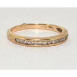 9ct gold ladies diamond 1/2 eternity ring size L