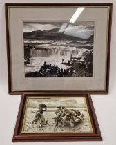 Framed 1948 photograph 10.5x13" of Celilo Falls, Columbia Gorge, Oregon State (falls no longer