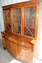 Large break front wall unit comprising three doors glazed unit over unit comprising three drawers