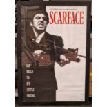 Framed film poster for "Scarface" 99x67cm.
