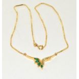 Emerald/Diamond 18ct gold necklace, 8.2g
