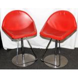 Kiss Cattelan style swivel chairs with chrome base and foot supports, gas piston mechanism with