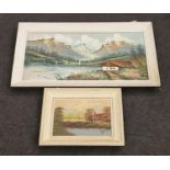 2 mid 1960s oil on canvas landscape scenes in vintage frames