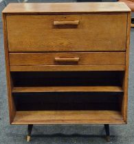 Oak stained hall students bureau with drop down and fitted interior 90x76x26cm