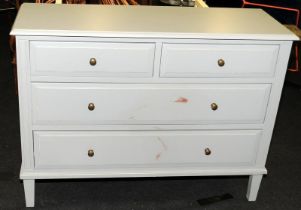 Narrow 2 over 2 narrow chest of drawers or dresser in matt grey finish with a little deliberate