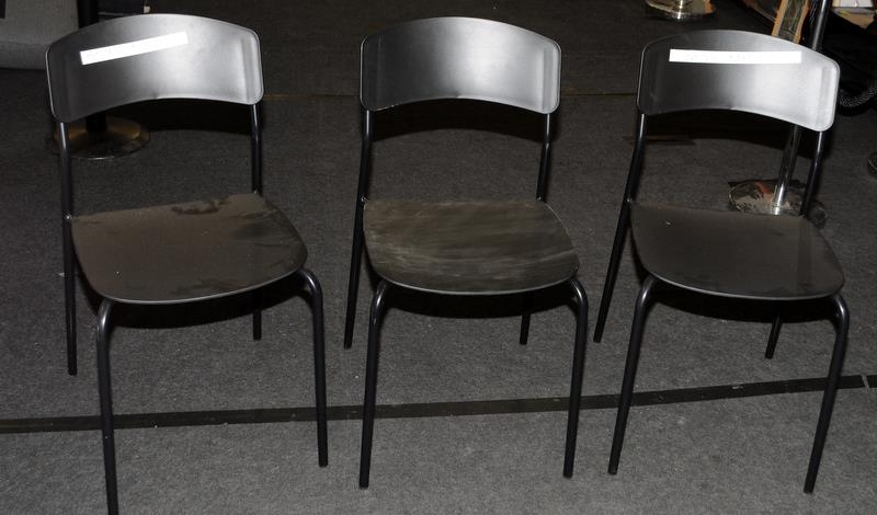 3 x contemporary black chairs. Previously property of a tv production company and featured on the