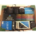 A collection of vintage camera lenses to include Canon and Tamron, some boxed. 11 in lot