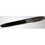 Sheaffer Sentinel Triumph Snorkel fountain pen. Black body, silver and gold trim and cap. (Ref: