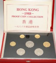 Hong Kong 1988 Proof Coin Collection in a presentation wallet with certificate