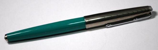 Pre 1962 Parker P61 BB2/46 with Vista blue body and silver trim and a rainbow two colour silver cap.