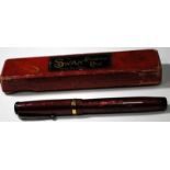 Boxed Mabie Todd Swan garnet lizard skin fountain pen with #3 14ct nib. In excellent condition. (