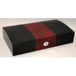 Quality black and laminated burlwood veneer two tier pen storage box with capacity for storing 24