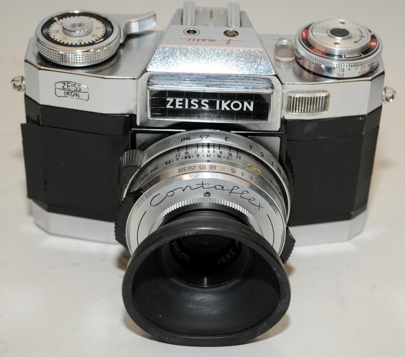 Zeiss Ikon Contaflex S Matic 35mm SLR camera with interchangeable back and Tessar 1:2.8 50mm lens - Image 3 of 9