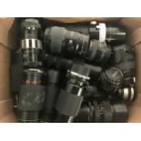 Collection of vintage camera lenses to include Minolta and Sigma. 14 in lot