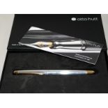 Quality Otto Hutt Sterling silver cased ballpoint pen c/w inner and outer box and papers. Fully