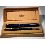 Extremely rare 1927 Parker Duofold Senior fountain pen with lapis lazuli body c/w matching