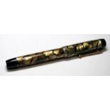 Parker Victory fountain pen with black/pearl marbling. No cap band, unusual. Prob early 1940's. (