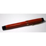 Parker Duofold orange bodied fountain pen. Canada made. 5". (Ref:CBK120)