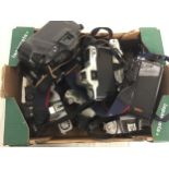 Collection of vintage 35MM film SLR cameras to include Olympus and Contax. 11 in lot