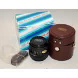 Carl Zeiss Jena 1:2.8 28mm lens c/w leather case and strap in original box. Excellent cond poss NOS