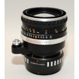 Carl Zeiss Jena Biometar 2.8/80mm lens with Exacta 4/3 adaptor fitted.