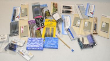 A large collection of nibs, ink cartridges and refills, some leading names. Good useful lot.