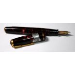 Parker Vacumatic fountain pen with burgundy pearl body. Virtually mint NOS with original sticker