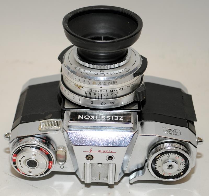 Zeiss Ikon Contaflex S Matic 35mm SLR camera with interchangeable back and Tessar 1:2.8 50mm lens - Image 4 of 9