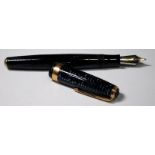 Parker Vacumatic Maxima fountain pen with Azure Pearl body. Faceted tassies and good clear chalk