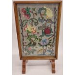 Small wood frame Tapestry fire screen 60x35x18cm