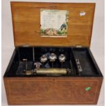 Victorian Swiss walnut inlaid music box ,by Barnett Henry Adams, Switzerland plays 10 tunes